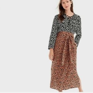 J. Crew Point Sur Blossom Silk Popover Blouse Size S Black & White Floral Print